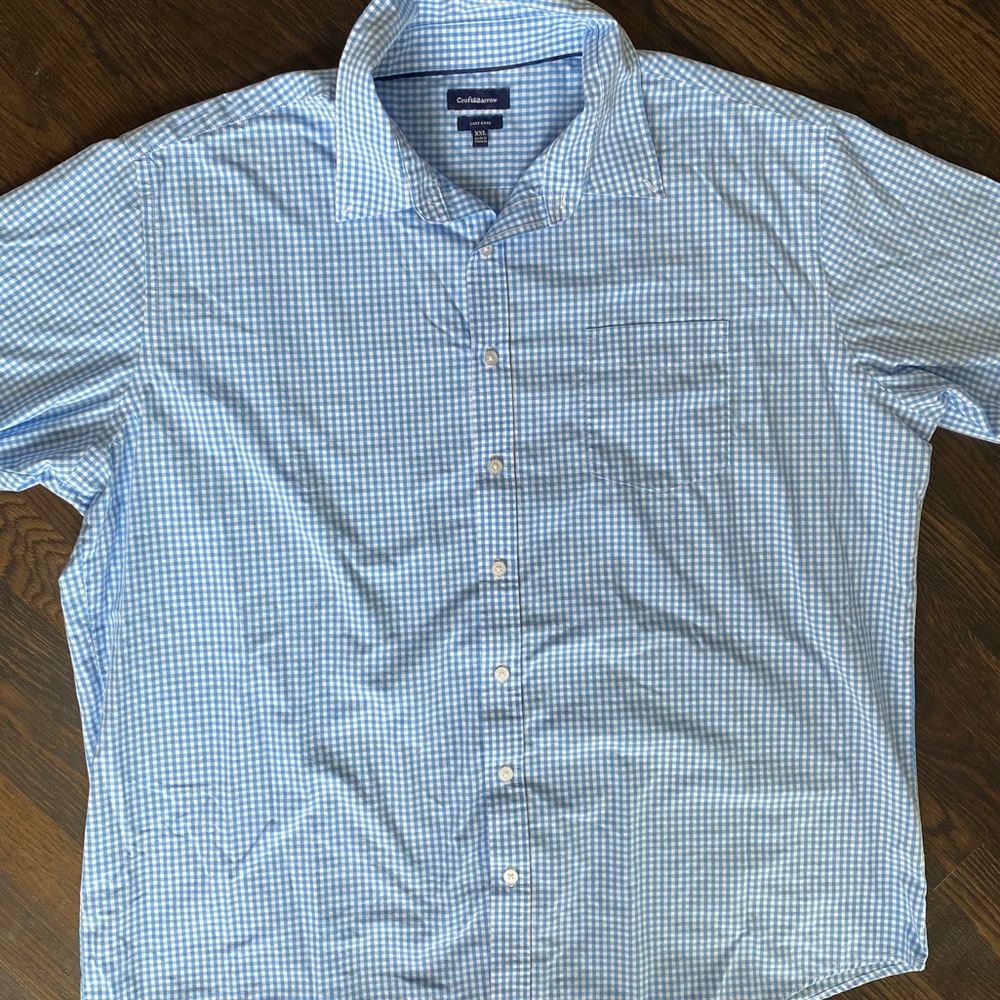 Blue checkered short sleeve polo